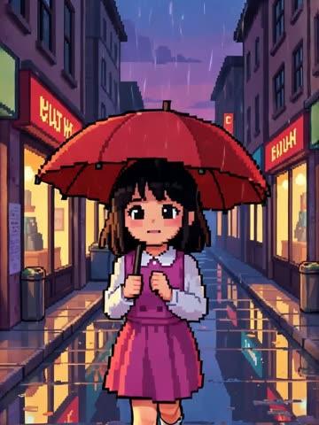 Pixel art style AI video frame